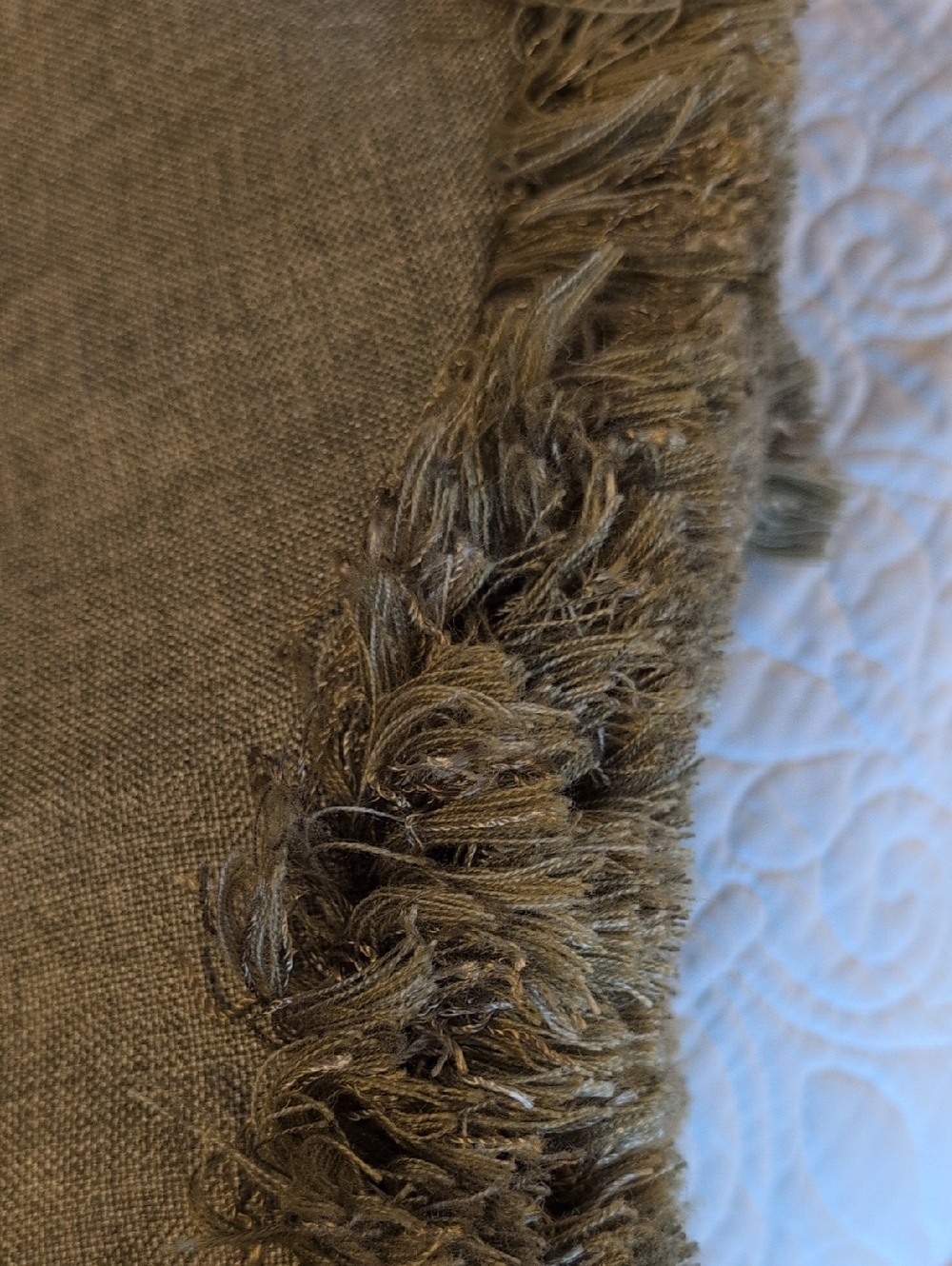 4  fringed Decorative Scalloped Valances In Sage/olive green Color.